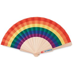 BOWFAN Värikäs Sateenkaari Käsiviuhka Puisella Kahvalla