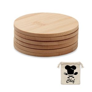 BAYIN SET Eco-Friendly Bamboo Coasters Set with Cotton Bag
