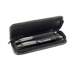 BALTIMORE Elegant Metal Pen Set with PU Leather Pouch