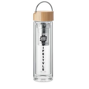 BATAMI Eco-Friendly Double Wall Glass Bottle with Tea Infuser