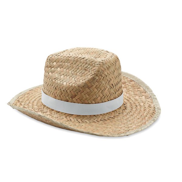 TEXAS Luonnollinen Olkinen Cowboy-hattu Polyesterinauhalla - GiftRetail MO6755