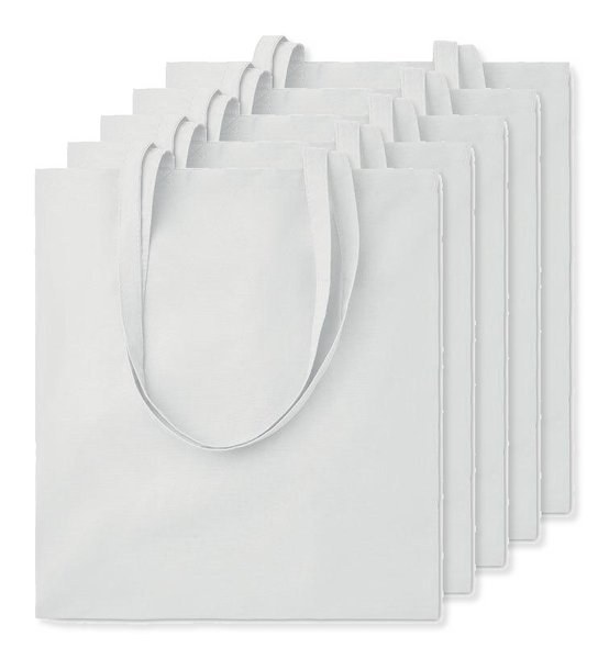 Pack of 5 GiftRetail MO9268 - COTTONEL COLOUR Eco-Friendly 140gsm Cotton Shopping Tote Bag