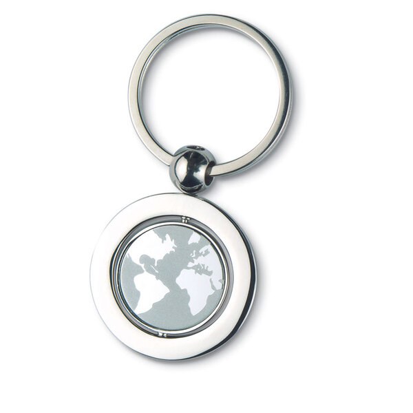 GLOBY Elegant Metal Key Ring with Globe Charm - GiftRetail KC6297