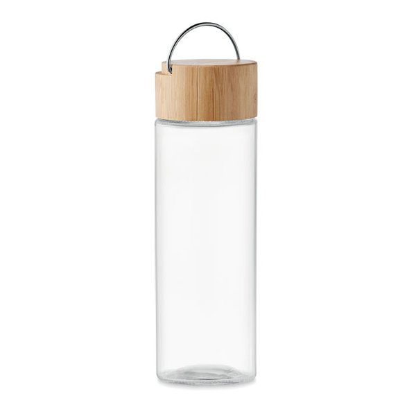 AMELAND Tyylikäs 500ml Lasipullo Bambukannella - GiftRetail MO6413