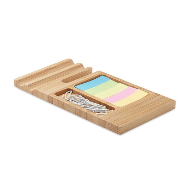 TREVIS Eco-Friendly Bamboo Desk Organizer with Phone Stand - GiftRetail MO6451