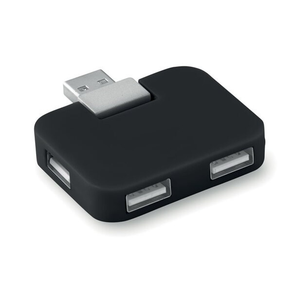 SQUARE USB Kompakti Neljän Portin USB-Keskitin - GiftRetail MO8930