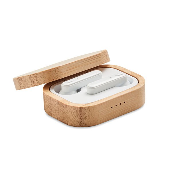 JAZZ BAMBOO TWS-kuulokkeet bambukotelossa - GiftRetail MO6780