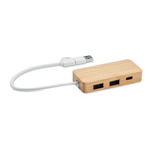HUBBAM Bambusta valmistettu 3 portin USB- - GiftRetail MO2143