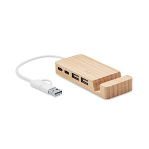 HUBSTAND Bambusta valmistettu 4 portin USB- - GiftRetail MO2144