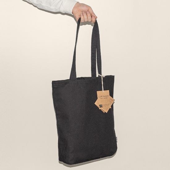 Fairtrade Black Cotton Bag with Long Handles FAIRTRADE