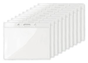 Pack of 100 GiftRetail MO8599 - BADGY Clear Plastic Badge Holder 10cm x 8cm for ID Cards