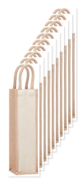 Paketti 100 kpl GiftRetail MO6258 - CAMPO DI VINO Juutti viinikassi