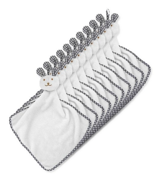 Pack of 10 GiftRetail MO9777 - HUG ME Velvet Plush Baby Towel with Rabbit Hood