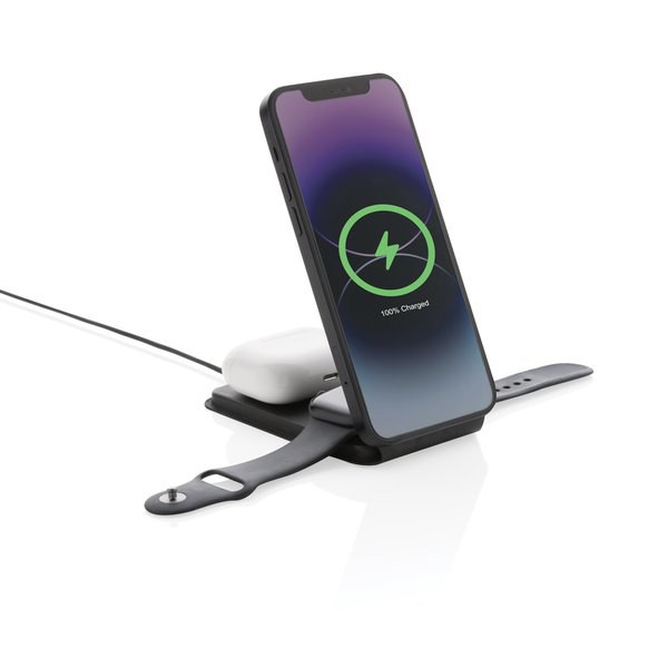 Swiss Peak RCS rePU 15W 3-in-1 magneettinen langaton laturi