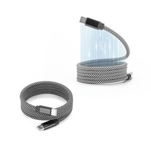 USB-C - USB-C -kaapeli punotulla polyesterijohdolla (60 W) ja magneettijärjestelmällä helppoa tuuletusta varten - Egotier 97220